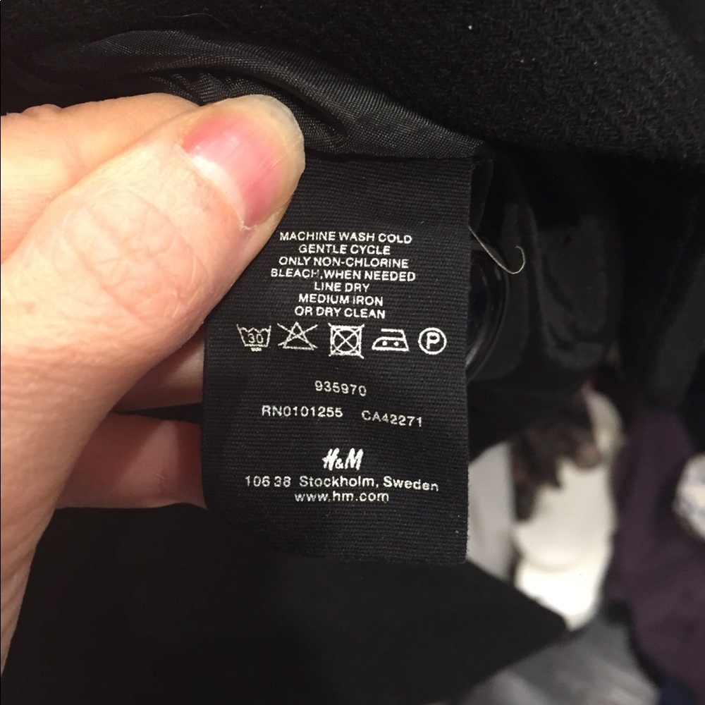 H & M black Wool blend coat size 2 - Picture 5 of 7